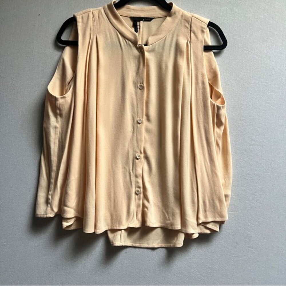 Obakki button down sleeveless pleated boxy blouse Sz 8